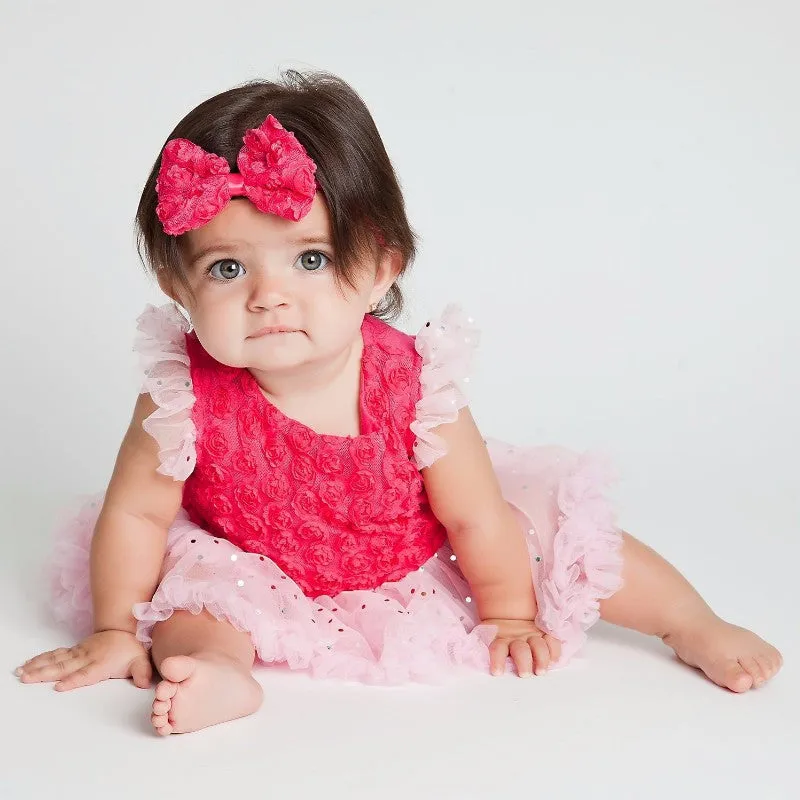 Hot Pink Rose Bow headband