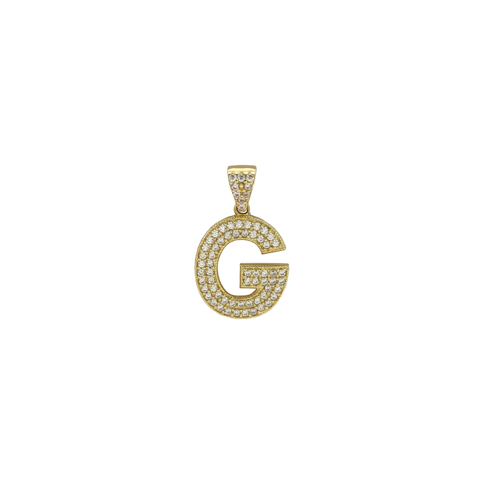 Iced-Out Initial Letters Pendants (14K)