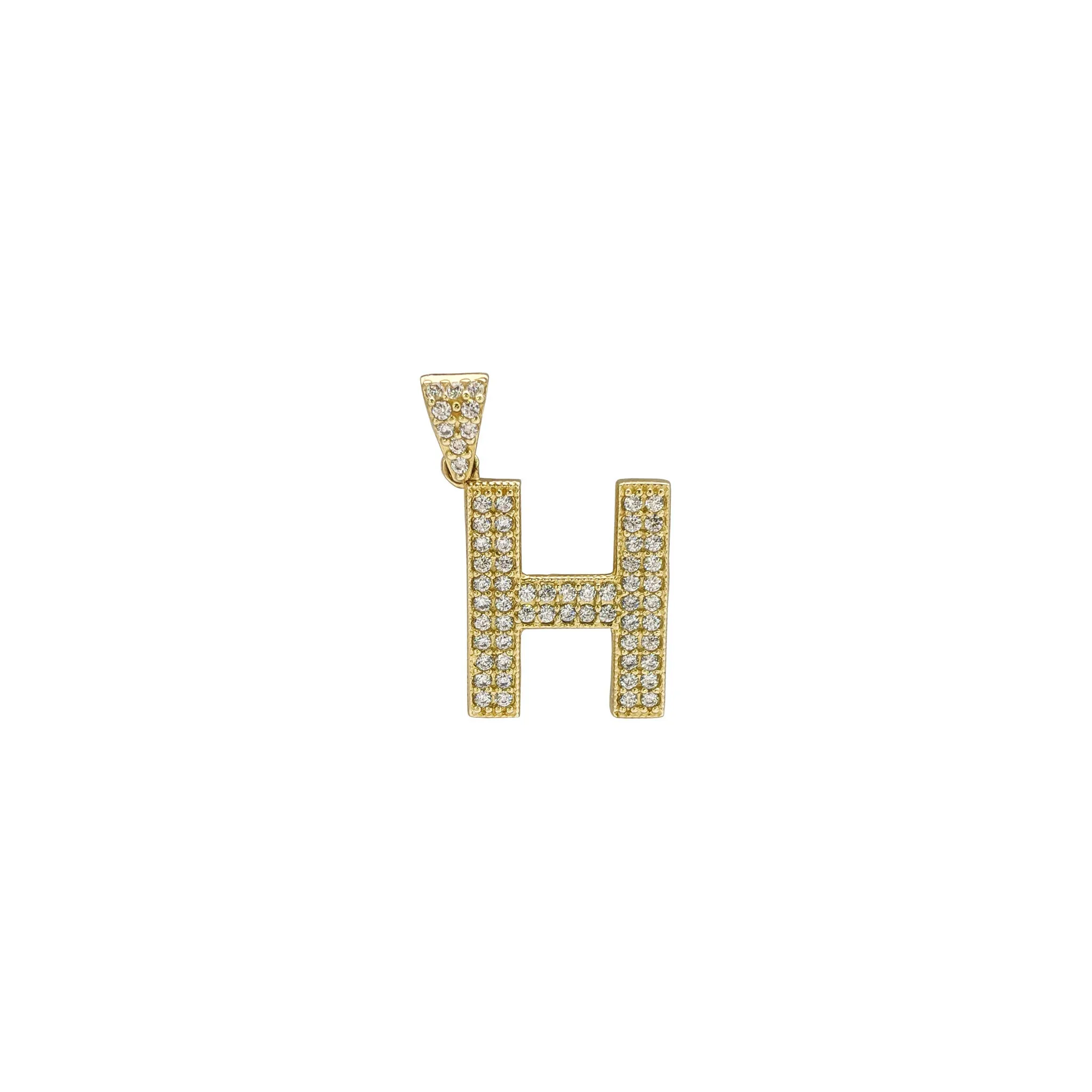 Iced-Out Initial Letters Pendants (14K)