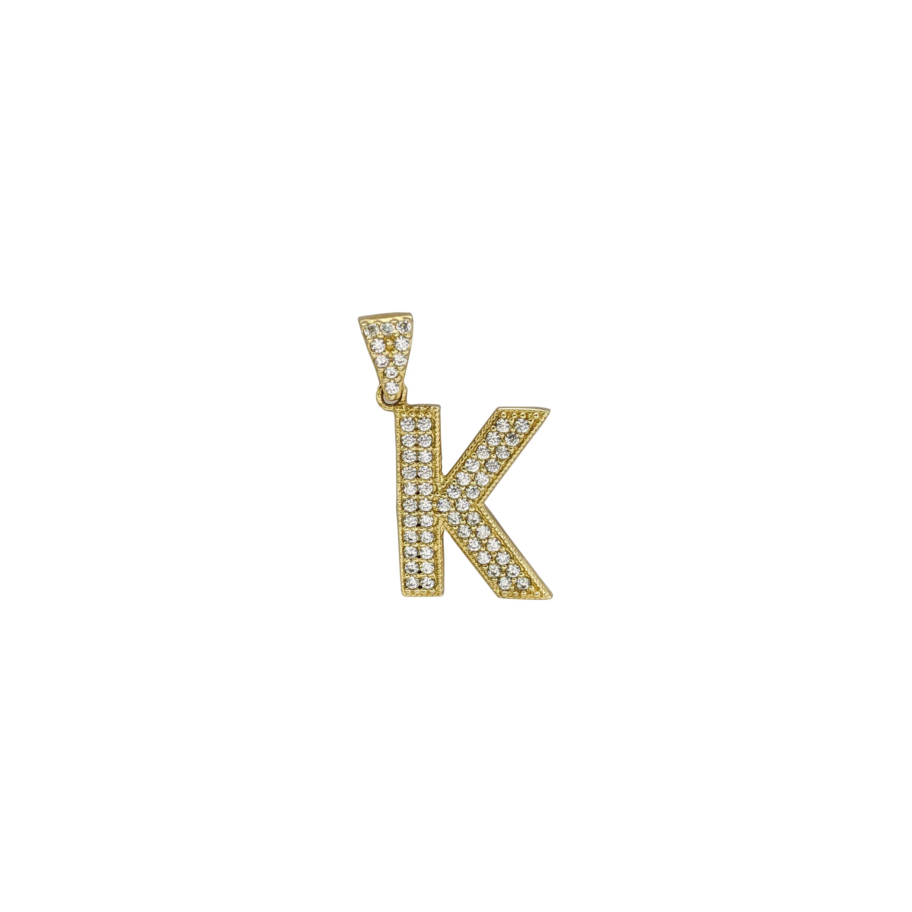 Iced-Out Initial Letters Pendants (14K)