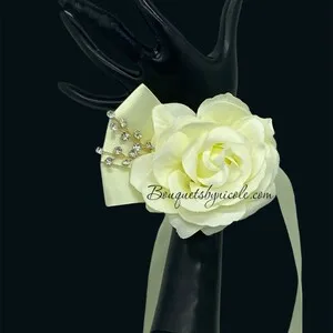 Ivory Cascade Real Touch Roses Brooch Bouquet