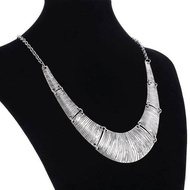 Jewelry wholesale Vintage Antient Gold Silver Leaf Pendant Statement Necklace For Woman New collar necklaces & pendants