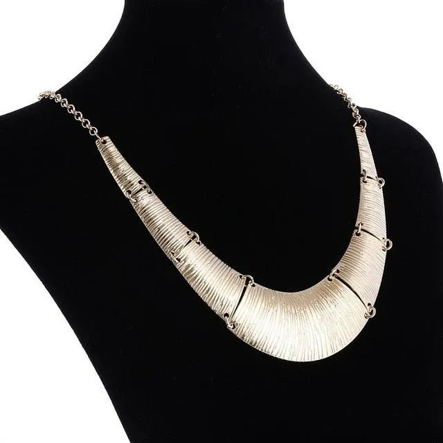 Jewelry wholesale Vintage Antient Gold Silver Leaf Pendant Statement Necklace For Woman New collar necklaces & pendants