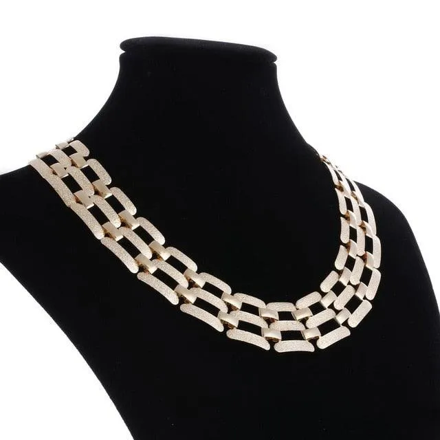 Jewelry wholesale Vintage Antient Gold Silver Leaf Pendant Statement Necklace For Woman New collar necklaces & pendants