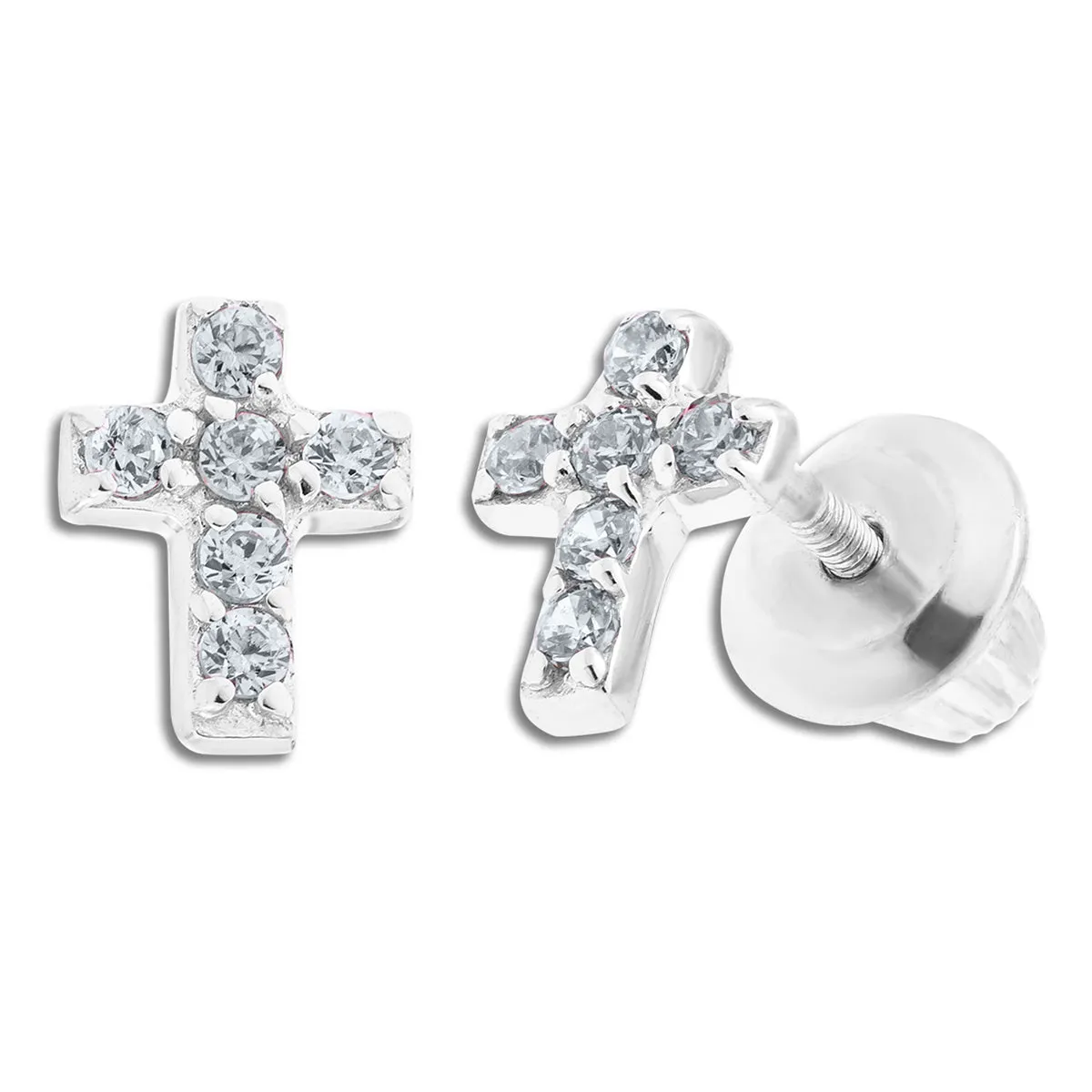 Kiddie Kraft Sterling Silver Childrens Cross Stud Earrings