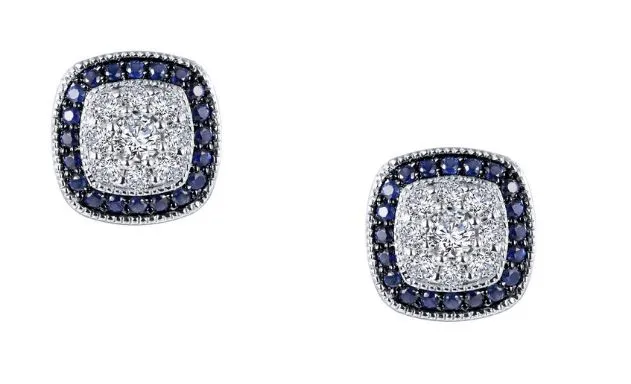 Lab Grown Sapphire and Simulated Diamond Halo Earrings E0333CSP