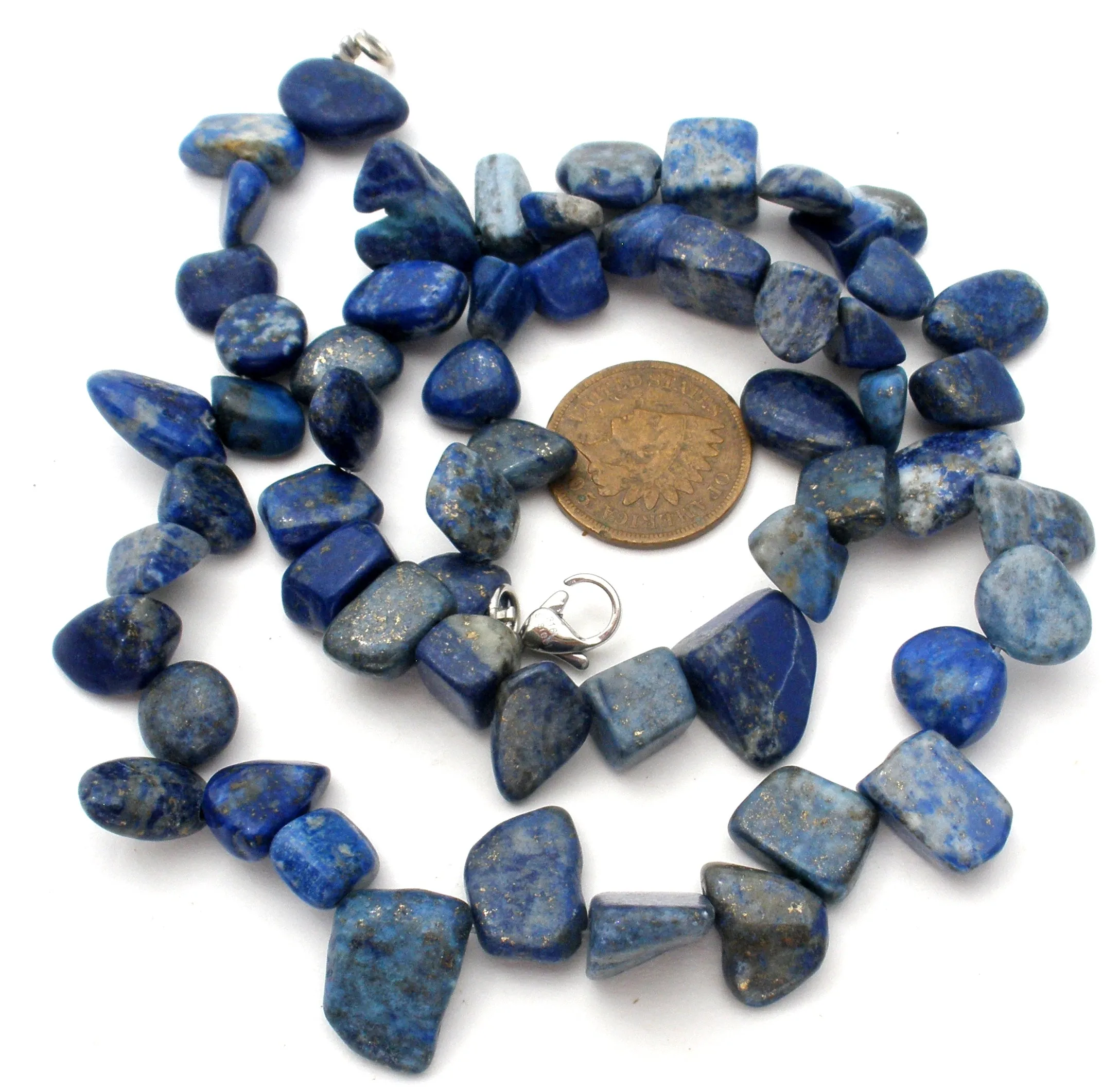 Lapis Lazuli Nugget Bead Necklace 18"