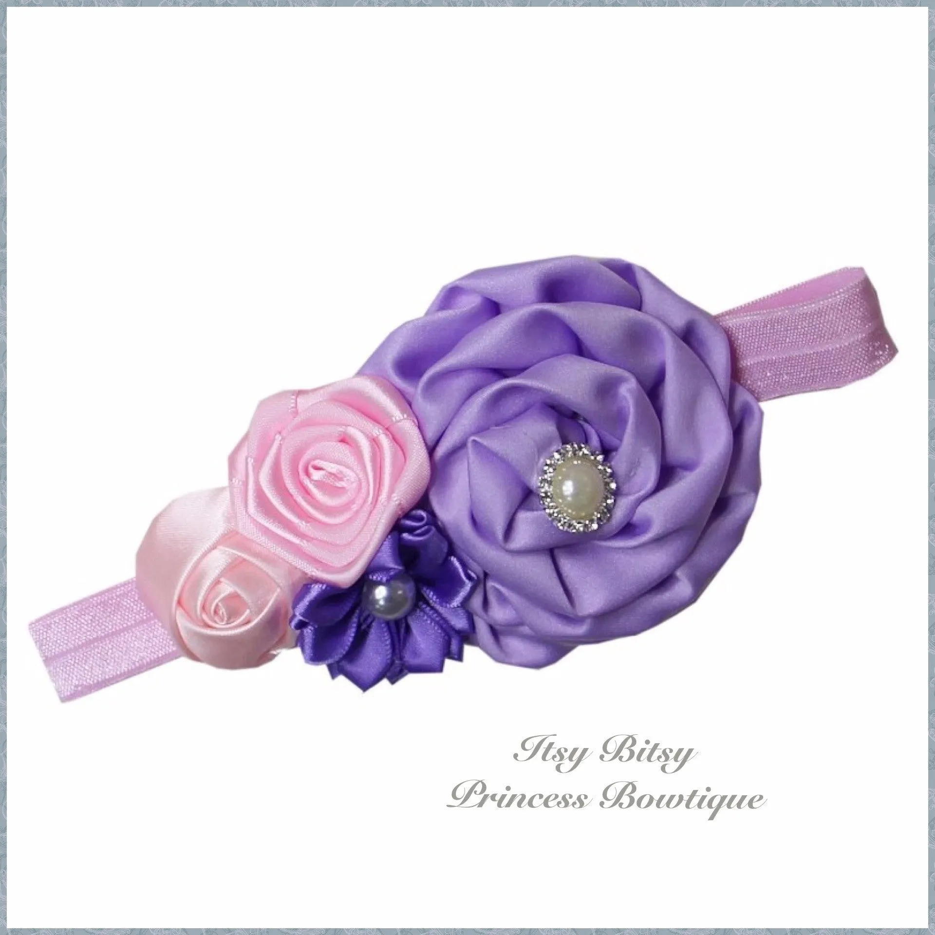 Lavender, Purple & Light Pink Rosettes Headbands