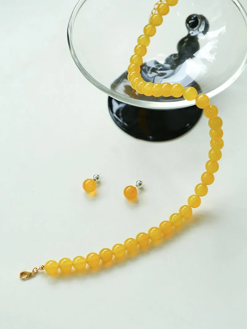 Lemon Soda Yellow Onyx Beaded Necklace