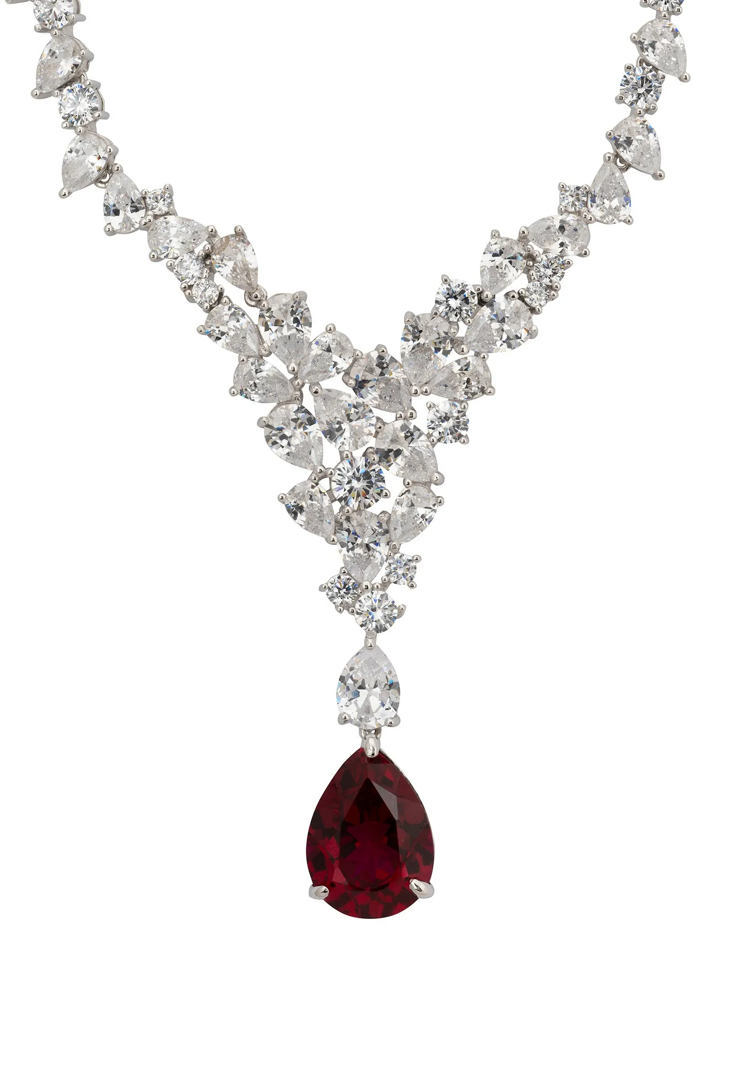 Lydia Statement Necklace Ruby Silver