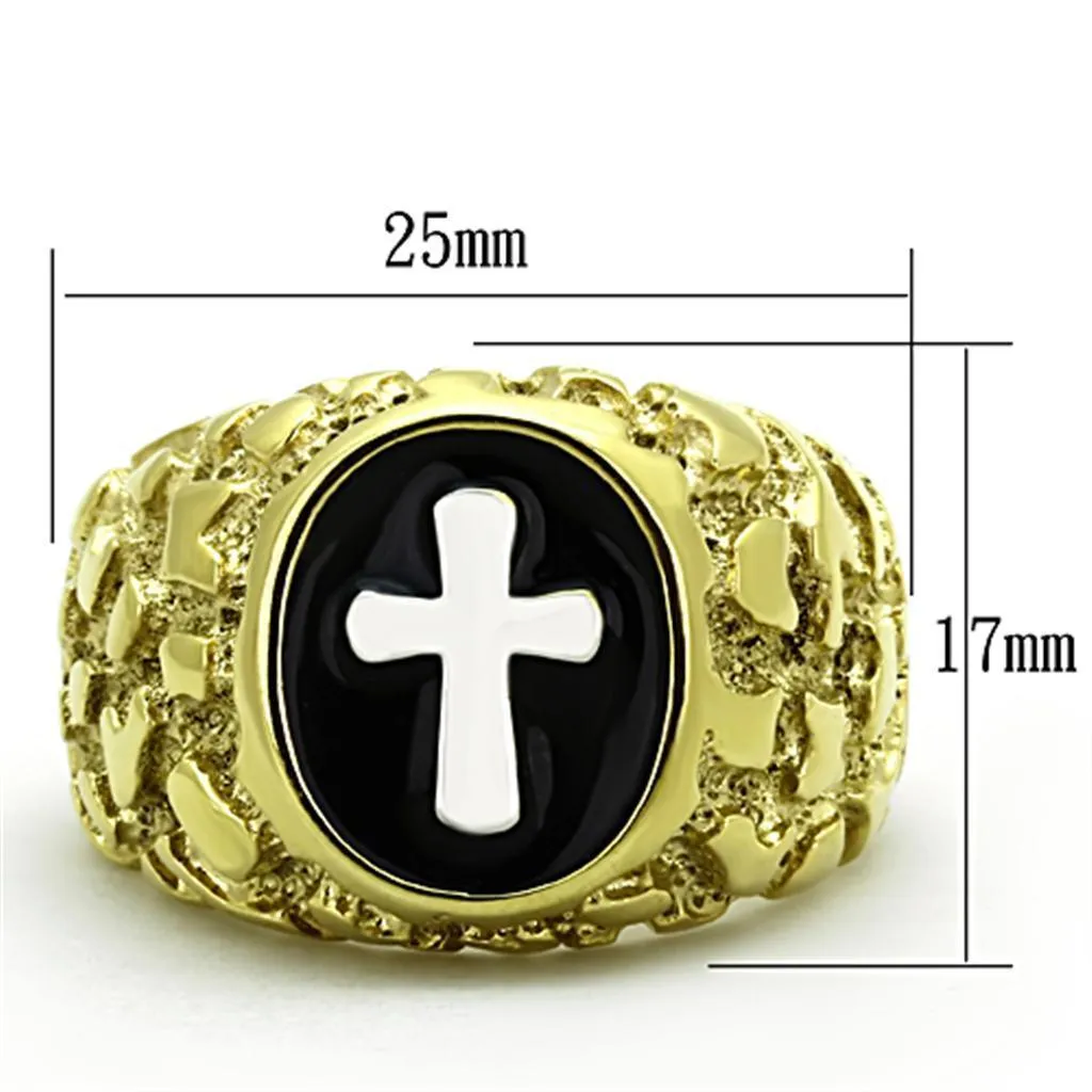 Mens Gold Stainless Steel No Stone Cross Rings