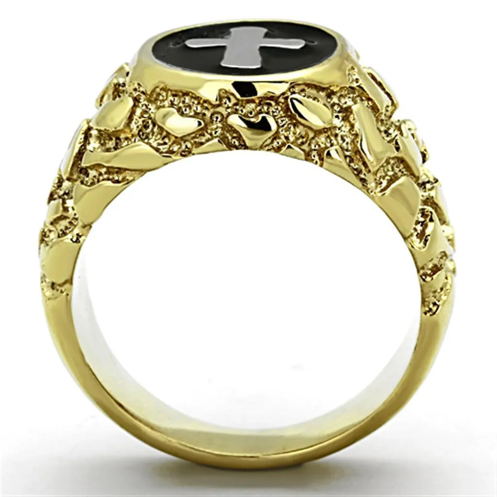 Mens Gold Stainless Steel No Stone Cross Rings