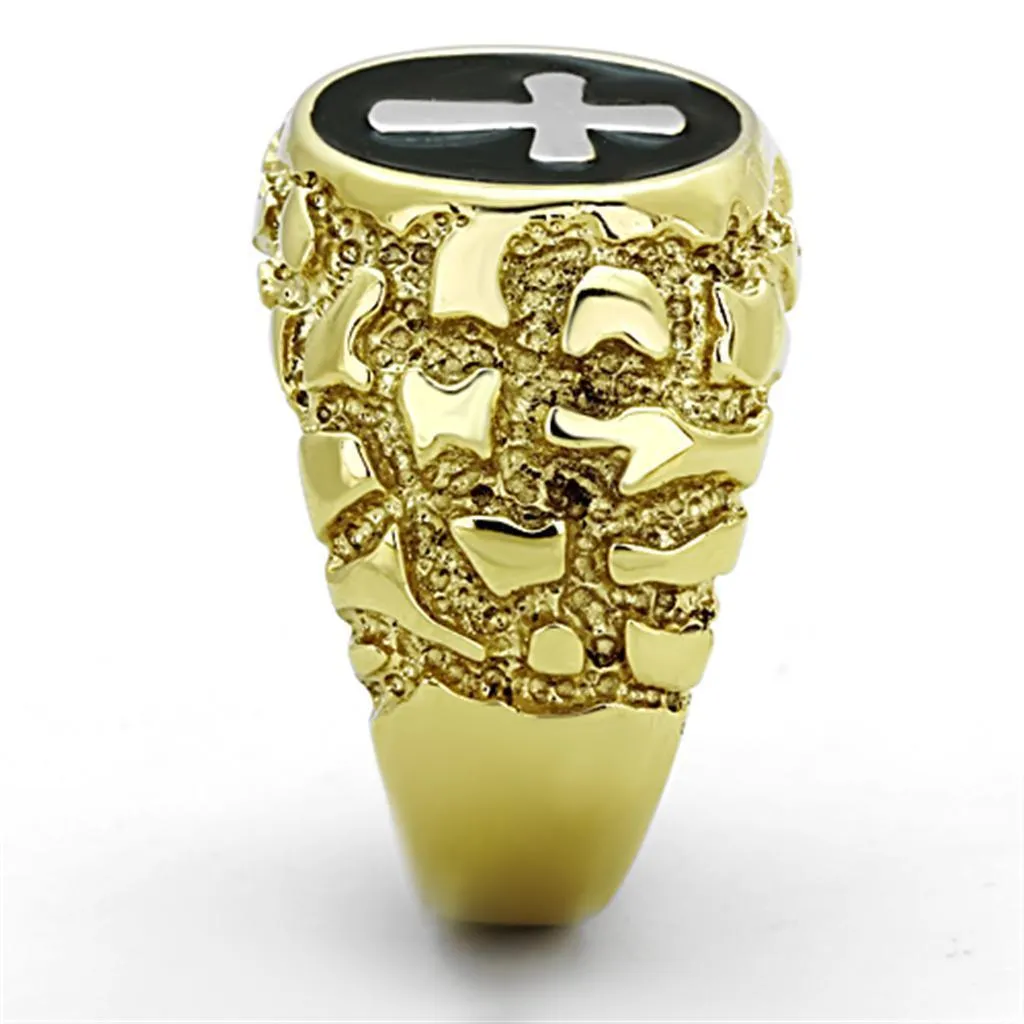 Mens Gold Stainless Steel No Stone Cross Rings