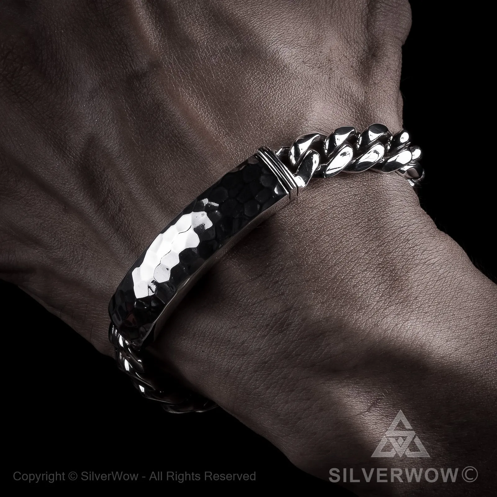 Mens Hammered ID Bracelet