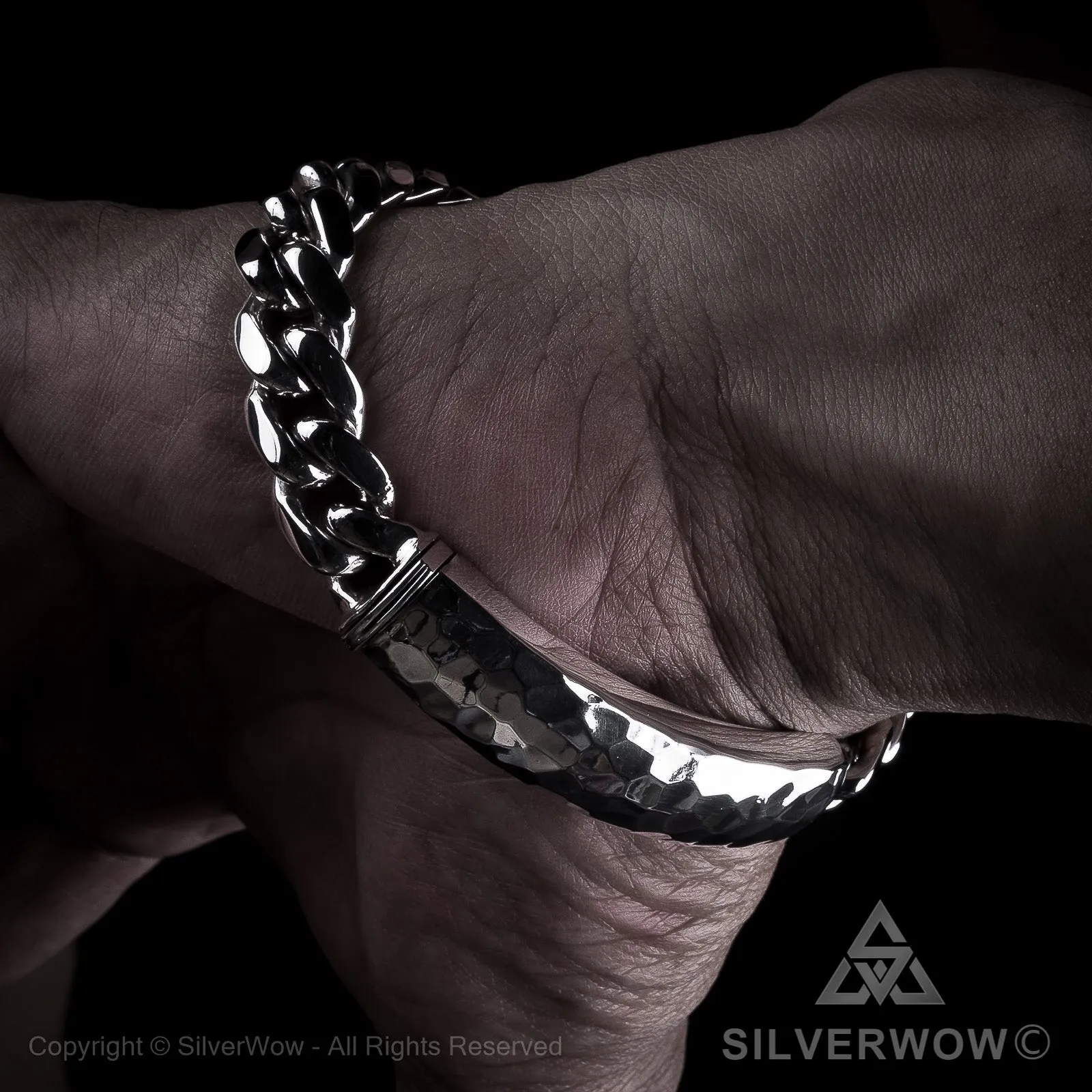 Mens Hammered ID Bracelet