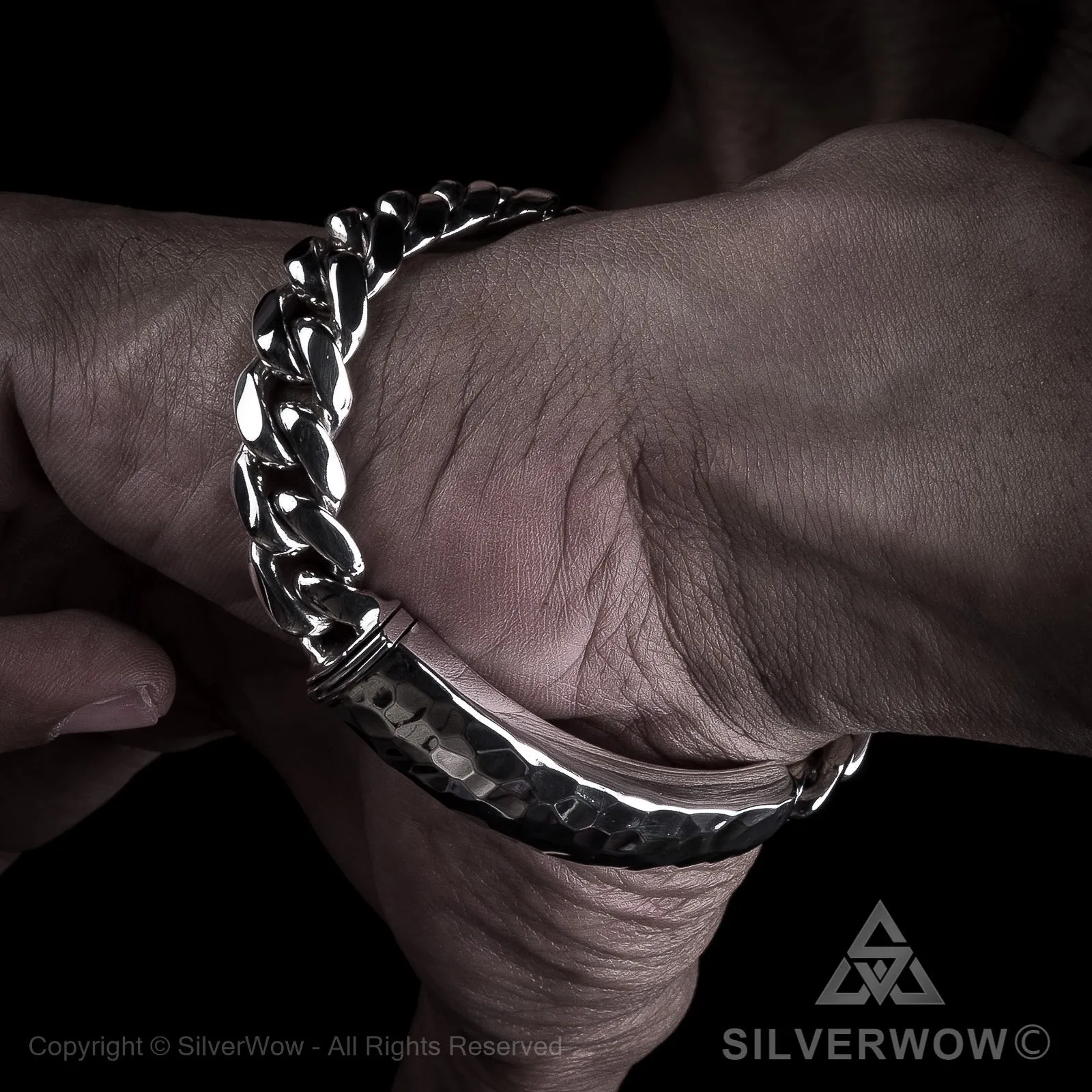 Mens Hammered ID Bracelet