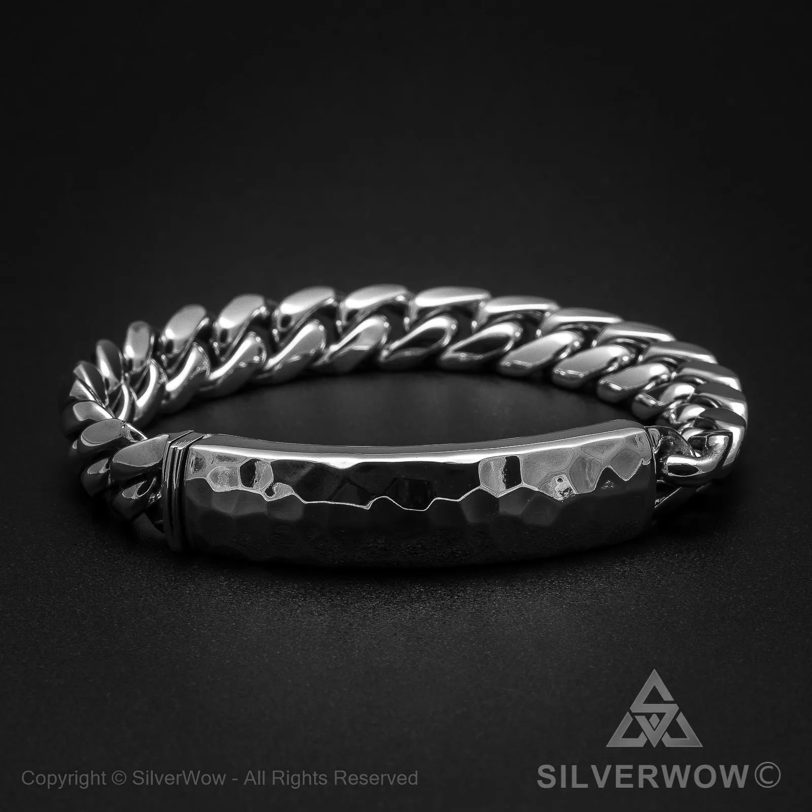 Mens Hammered ID Bracelet