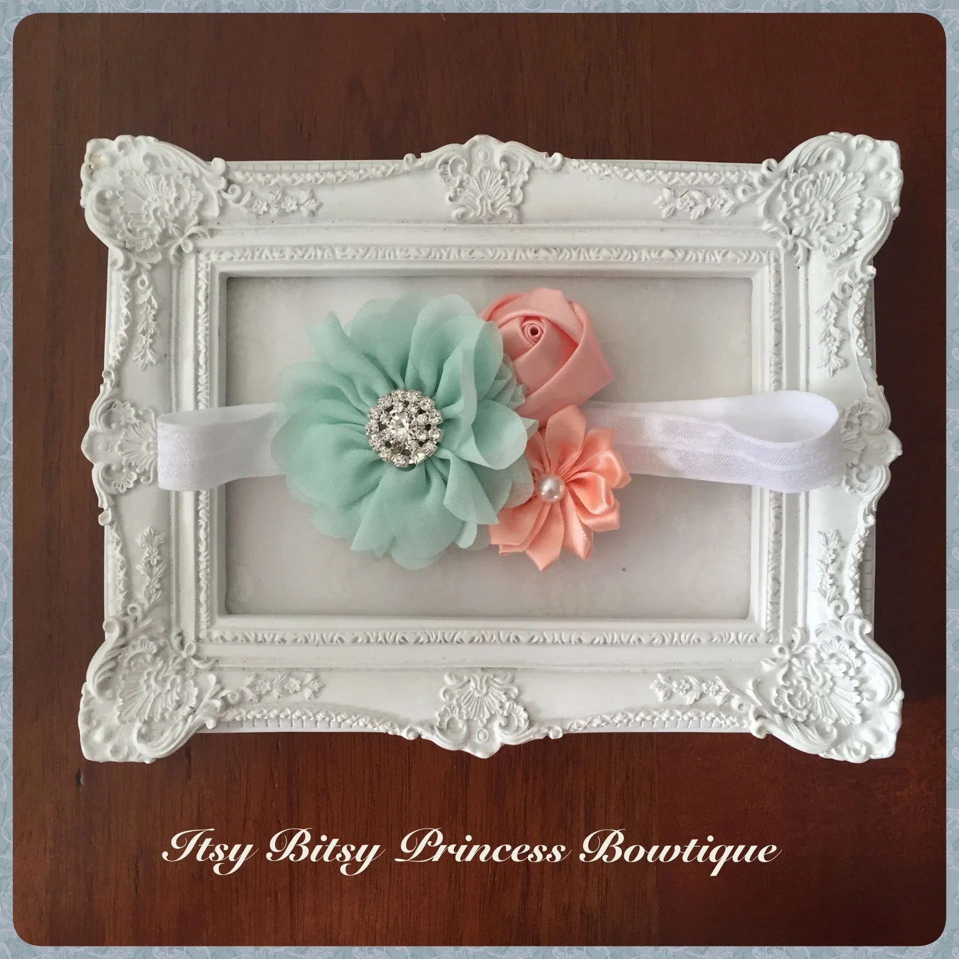 Mint & Peach Blossom Headband