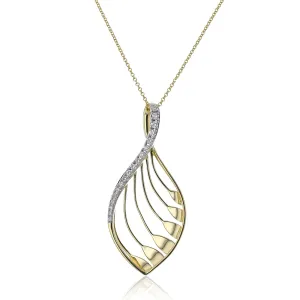 Modern Open-Leaf Diamond Pendant