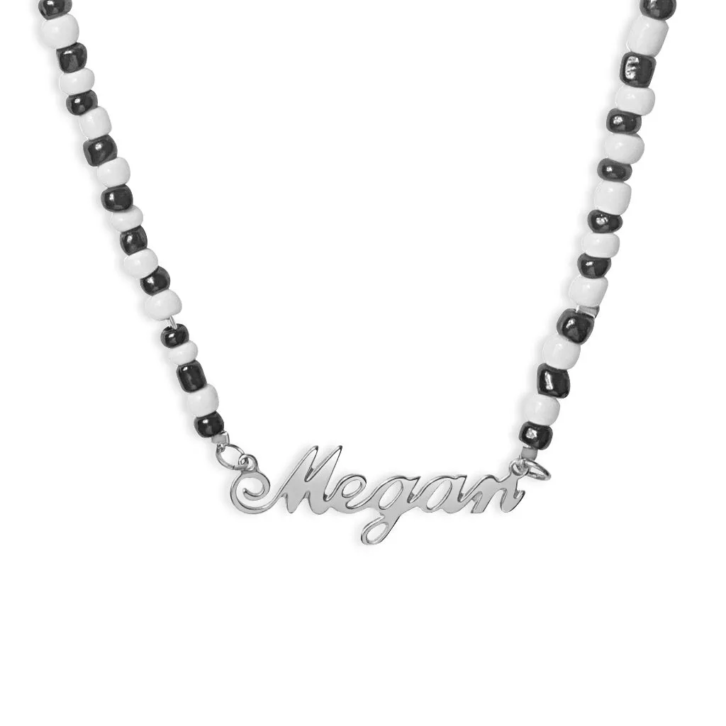 Monochrome Beaded Name Necklace