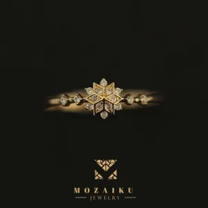 Mozaiku Winter Sparkle Pale Gold Ring