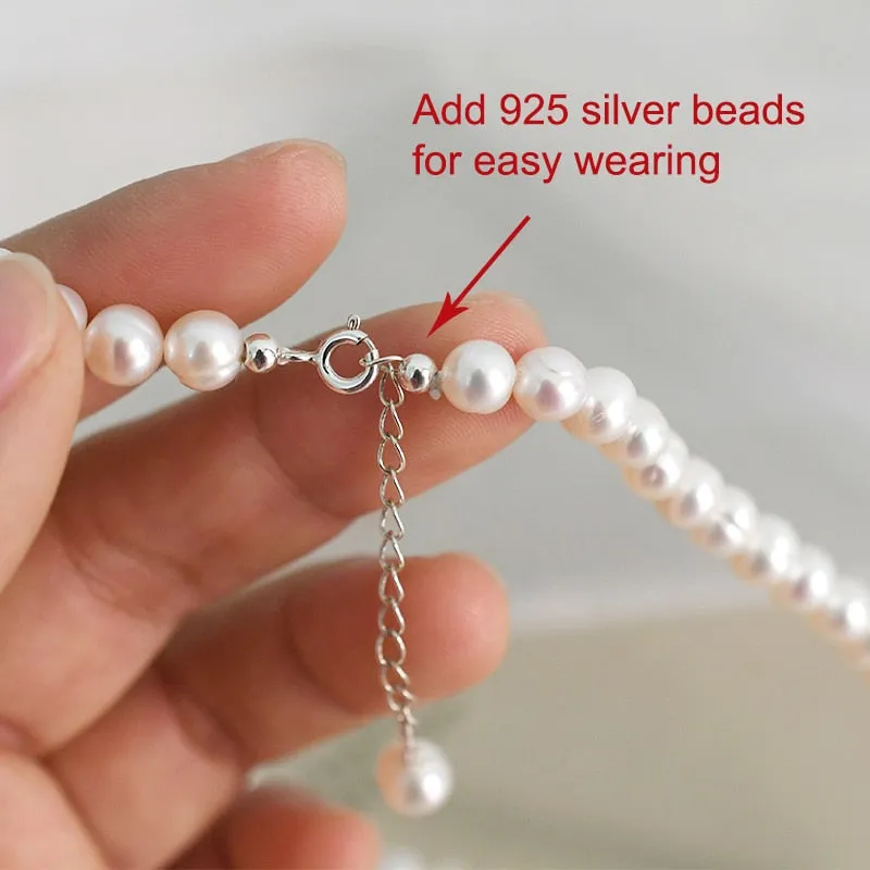 Natural Freshwater Pearl Chokers Necklace 925 Sterling Silver