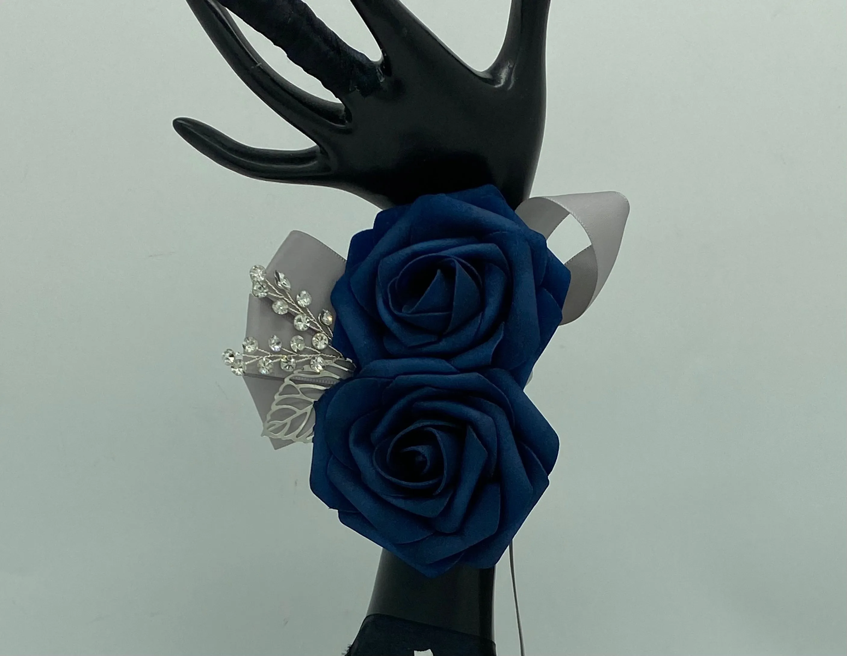 NAVY Blue Round Bouquet l Real Touch Roses Brooch Bouquet~ BLUEY DIY Kit