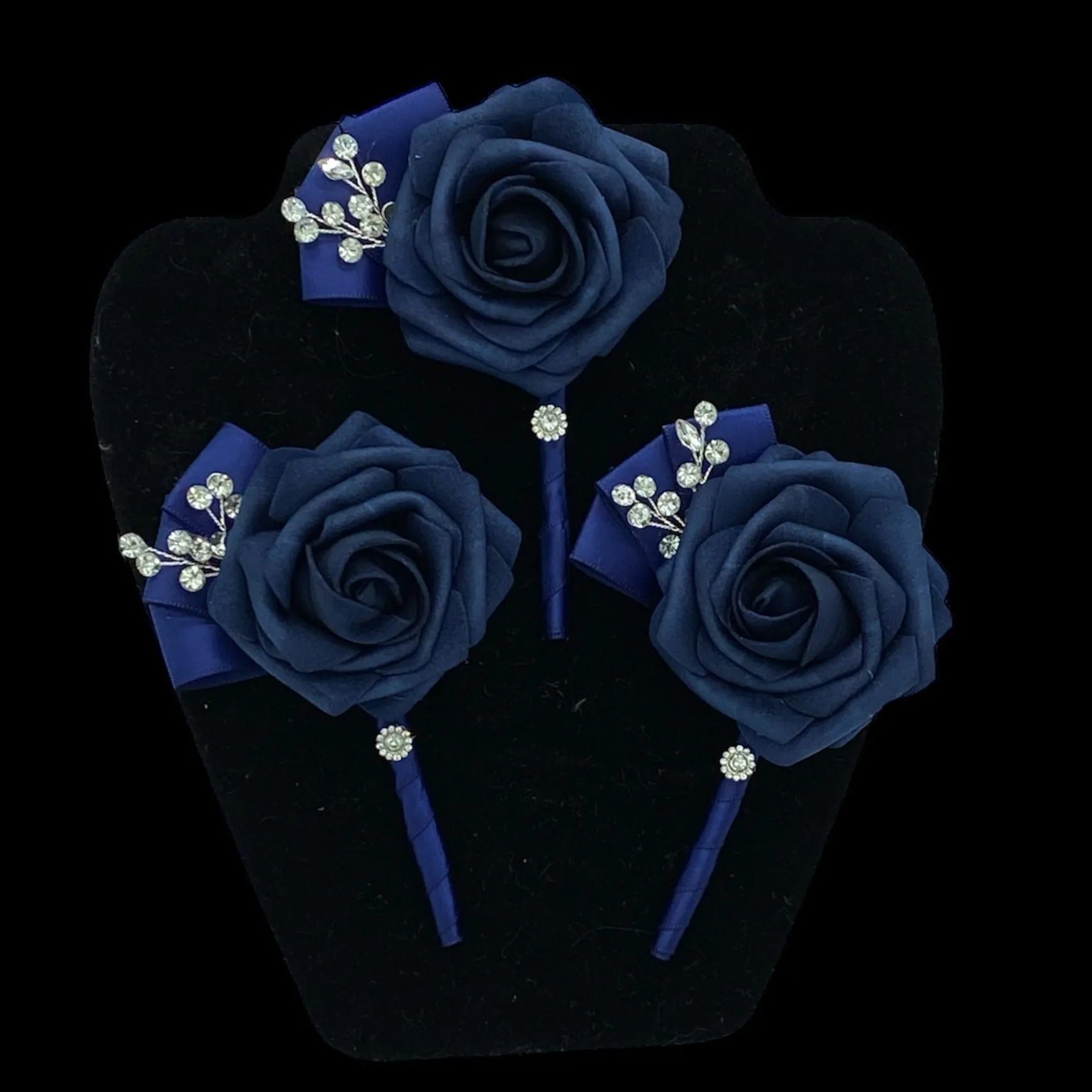 NAVY Blue Round Bouquet l Real Touch Roses Brooch Bouquet~ BLUEY DIY Kit