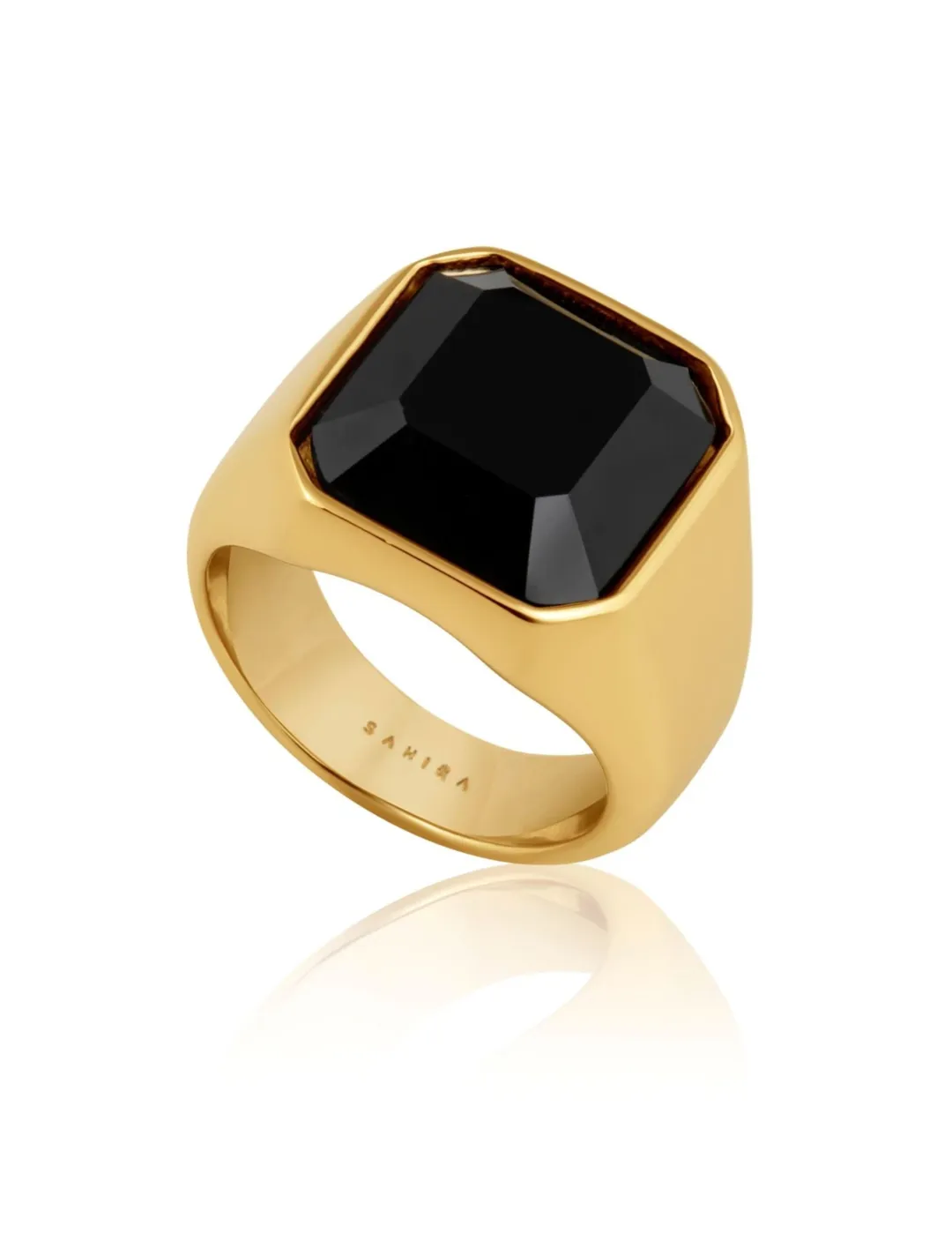 Ora Onyx Ring, Black/Gold