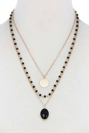 Oval Beaded Layered Necklace