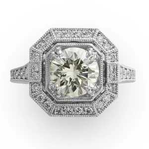 Pale Yellow Diamond in Engraved Ring