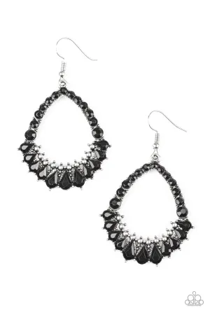 Paparazzi Earring ~ Crystal Waters - Black