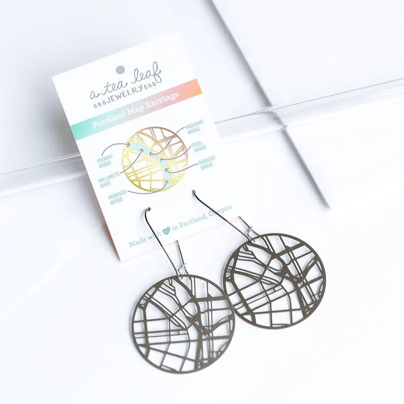 PDX Map Earrings