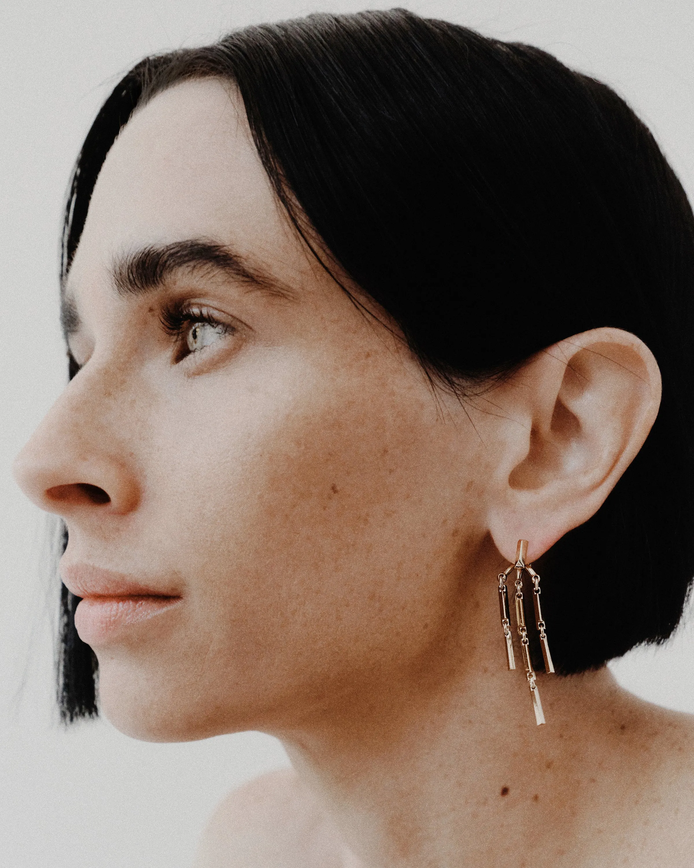 PEAKED LINK FRINGE EARRINGS