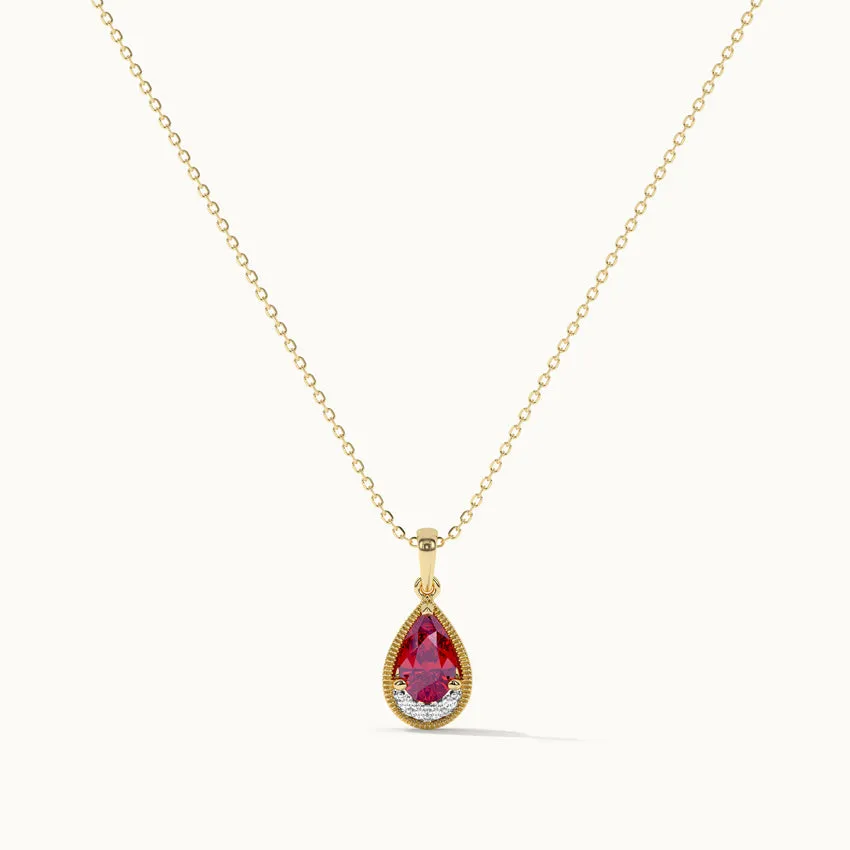 Pear Ruby & Diamond Necklace