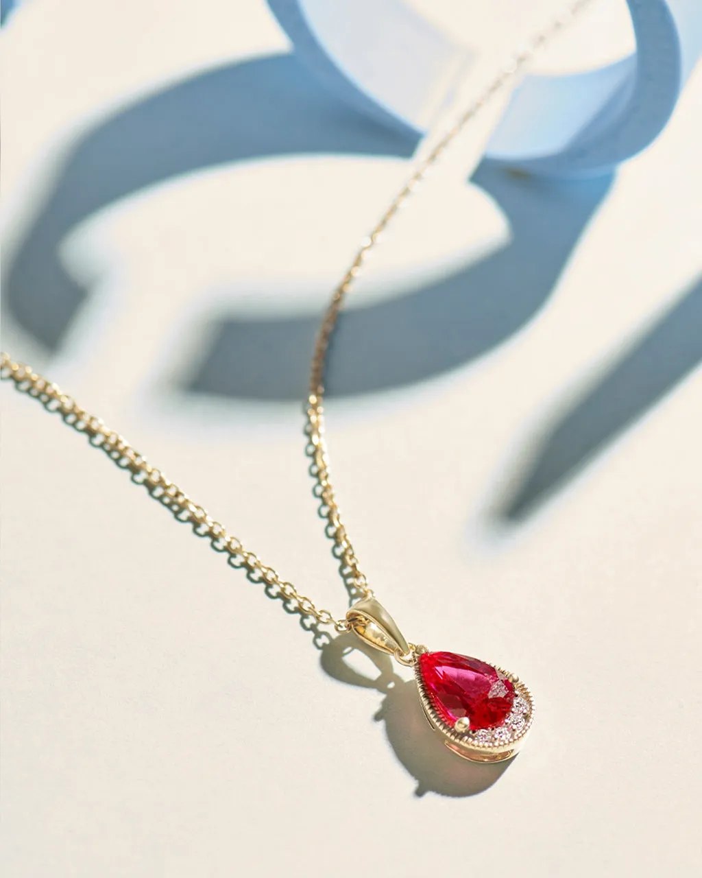 Pear Ruby & Diamond Necklace