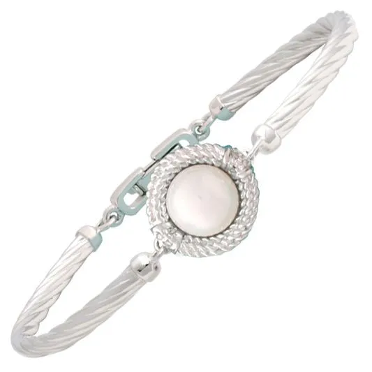 Pearl and Diamond Bracelet in Sterling Silver