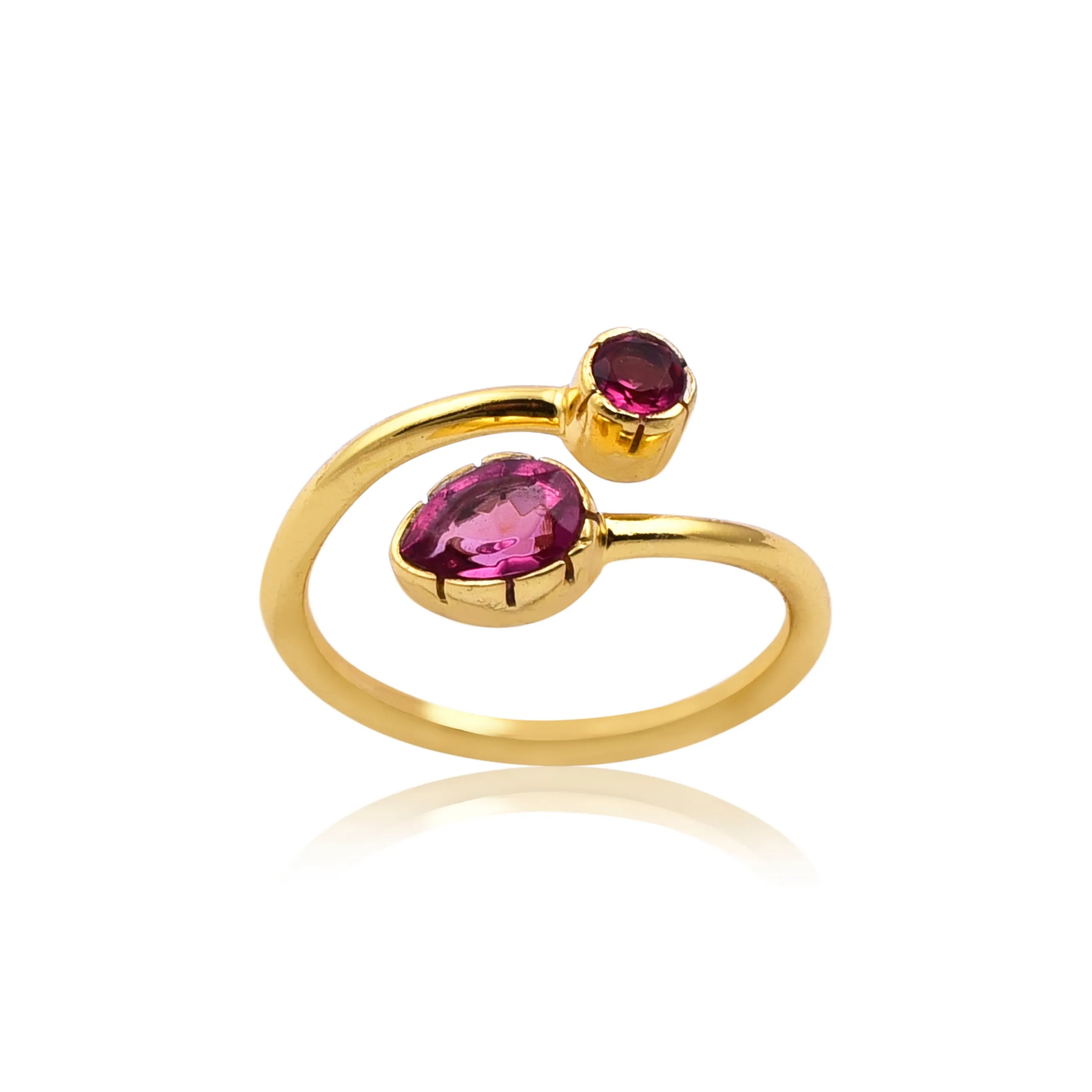 Pink Quartz Gold Snake Ring