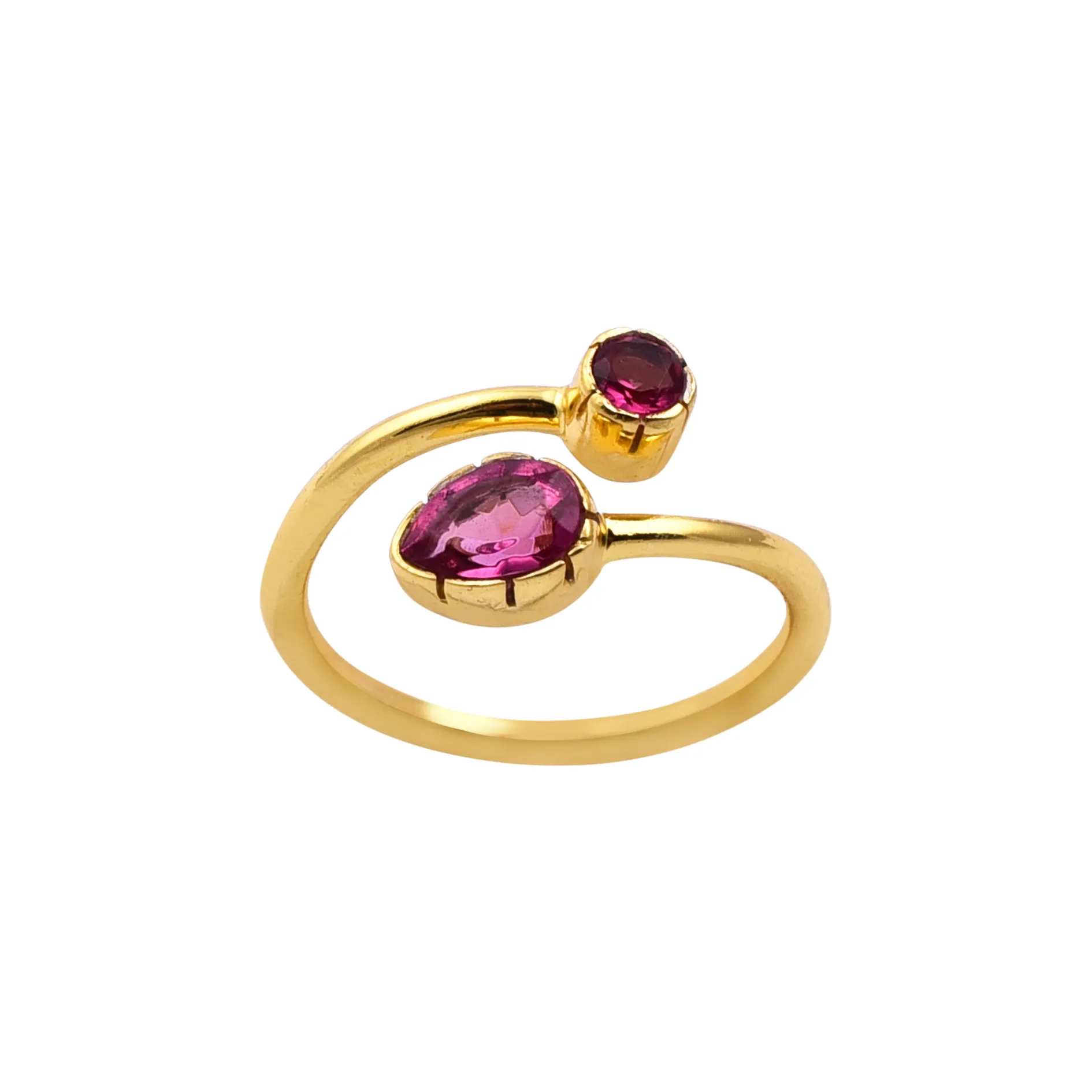 Pink Quartz Gold Snake Ring