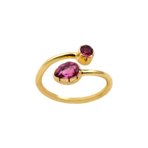 Pink Quartz Gold Snake Ring