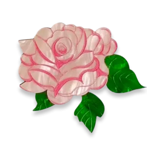 Pink rose - mini brooch - Set of 2