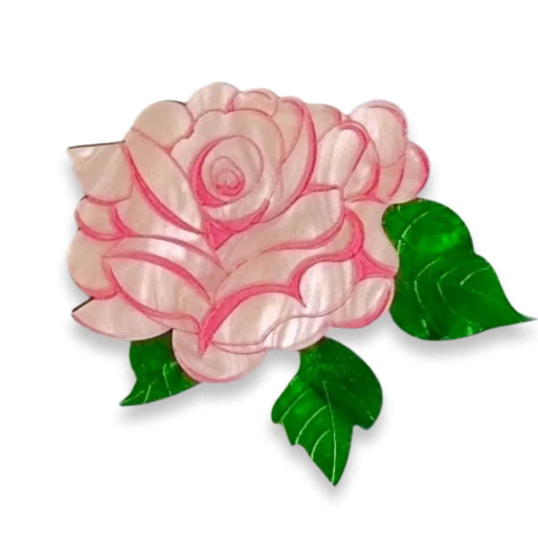 Pink rose - mini brooch - Set of 2