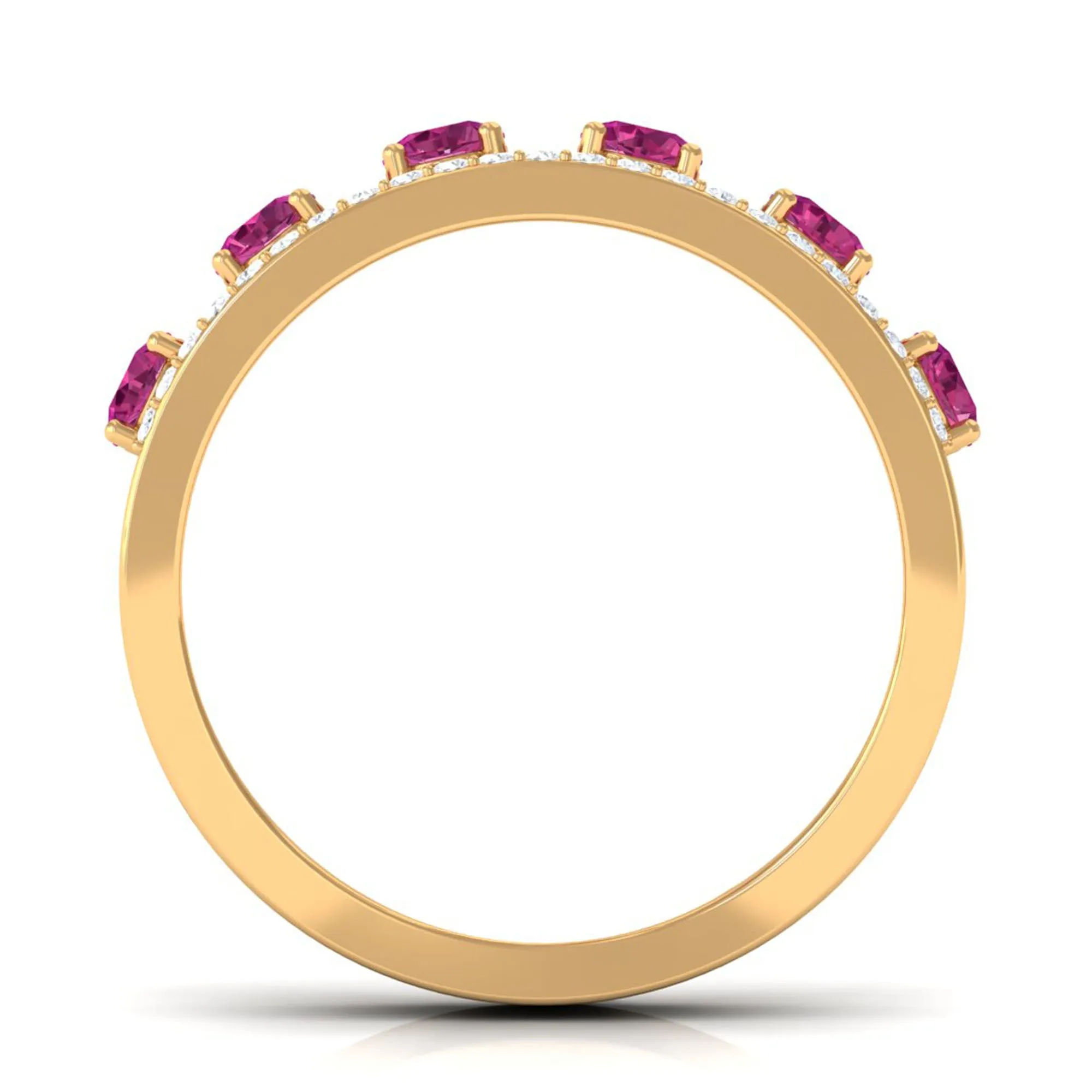 Pink Tourmaline Anniversary Ring with Diamond