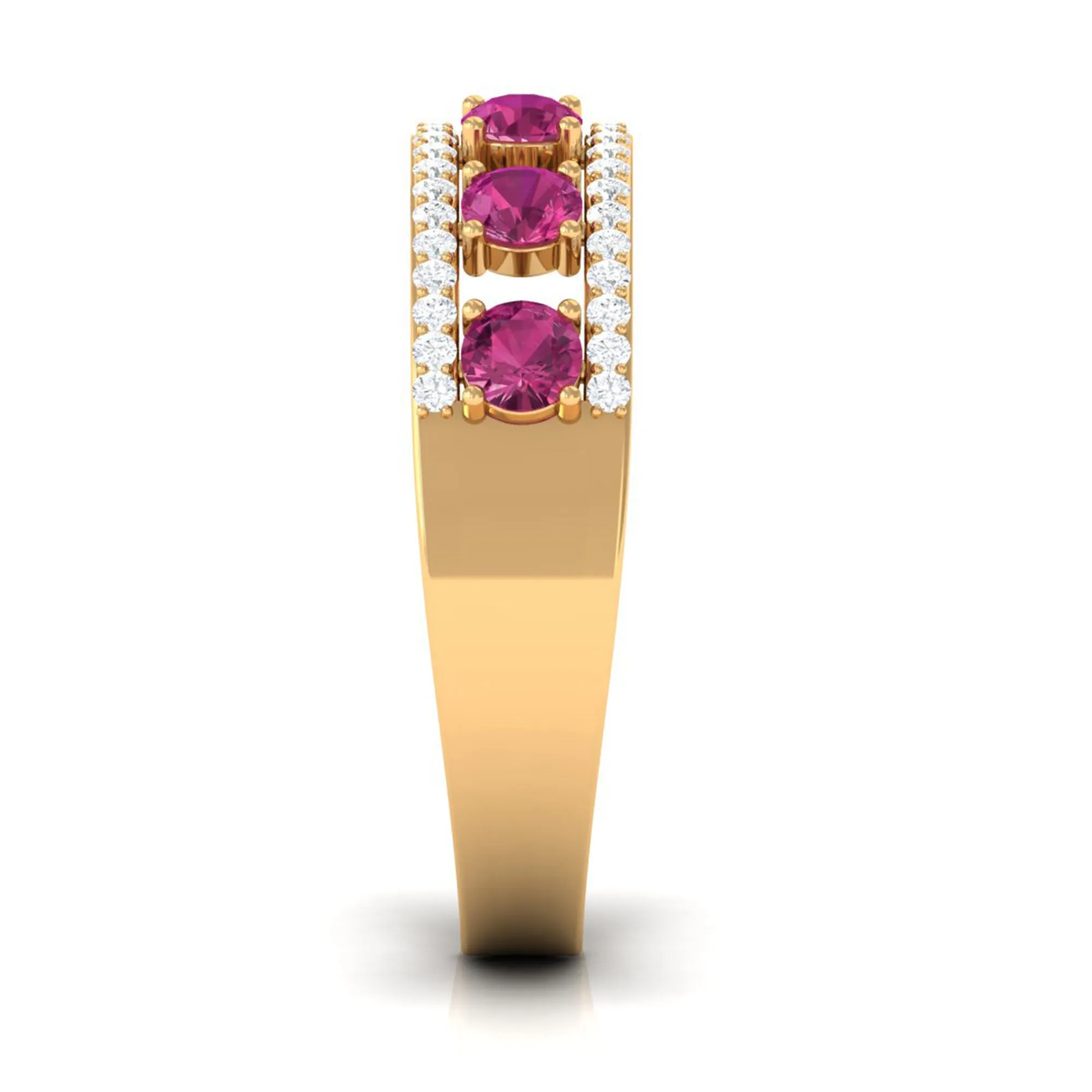 Pink Tourmaline Anniversary Ring with Diamond