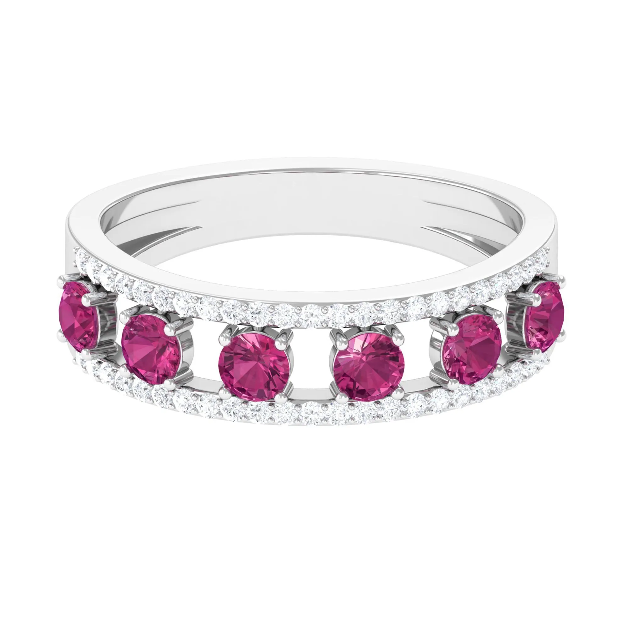 Pink Tourmaline Anniversary Ring with Diamond