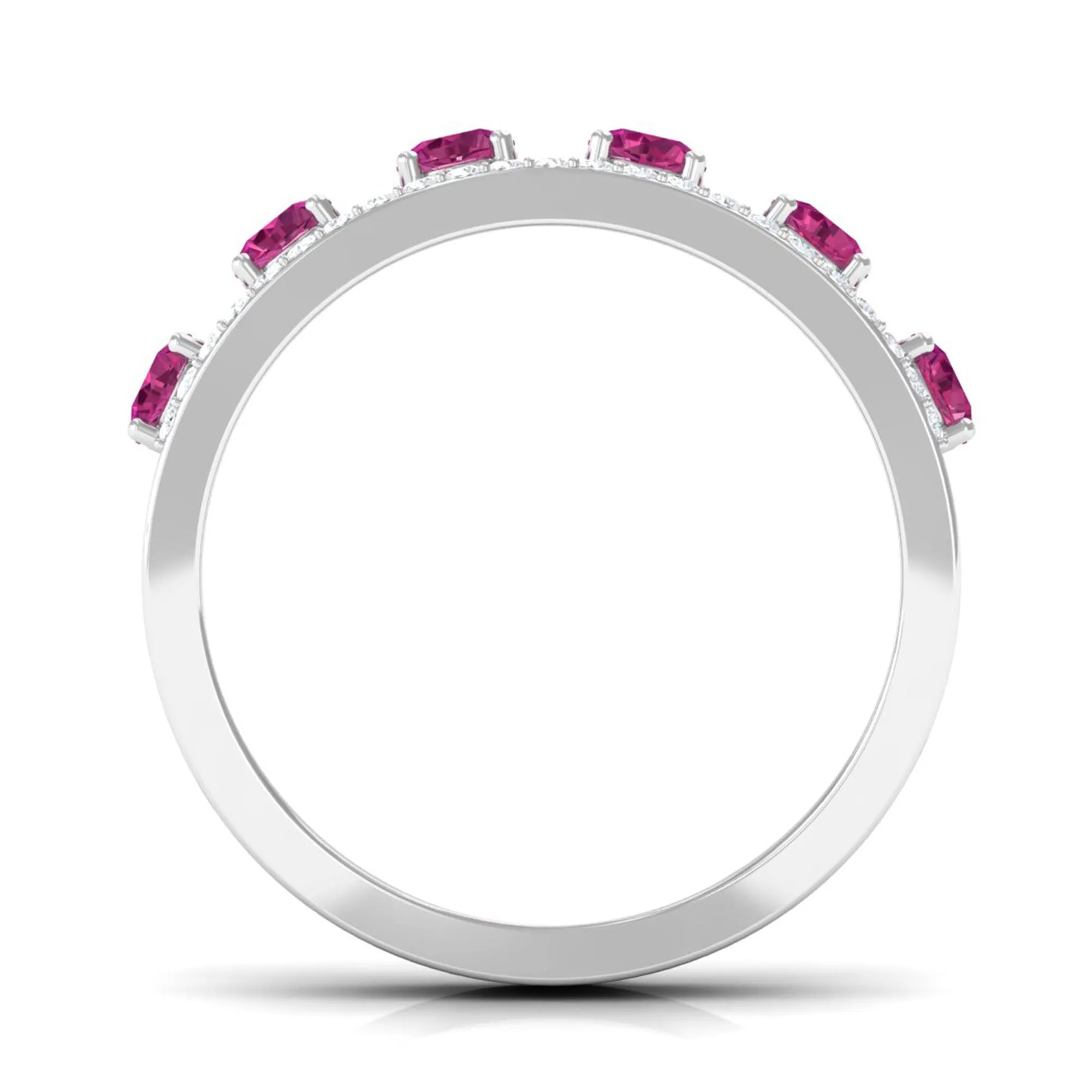 Pink Tourmaline Anniversary Ring with Diamond