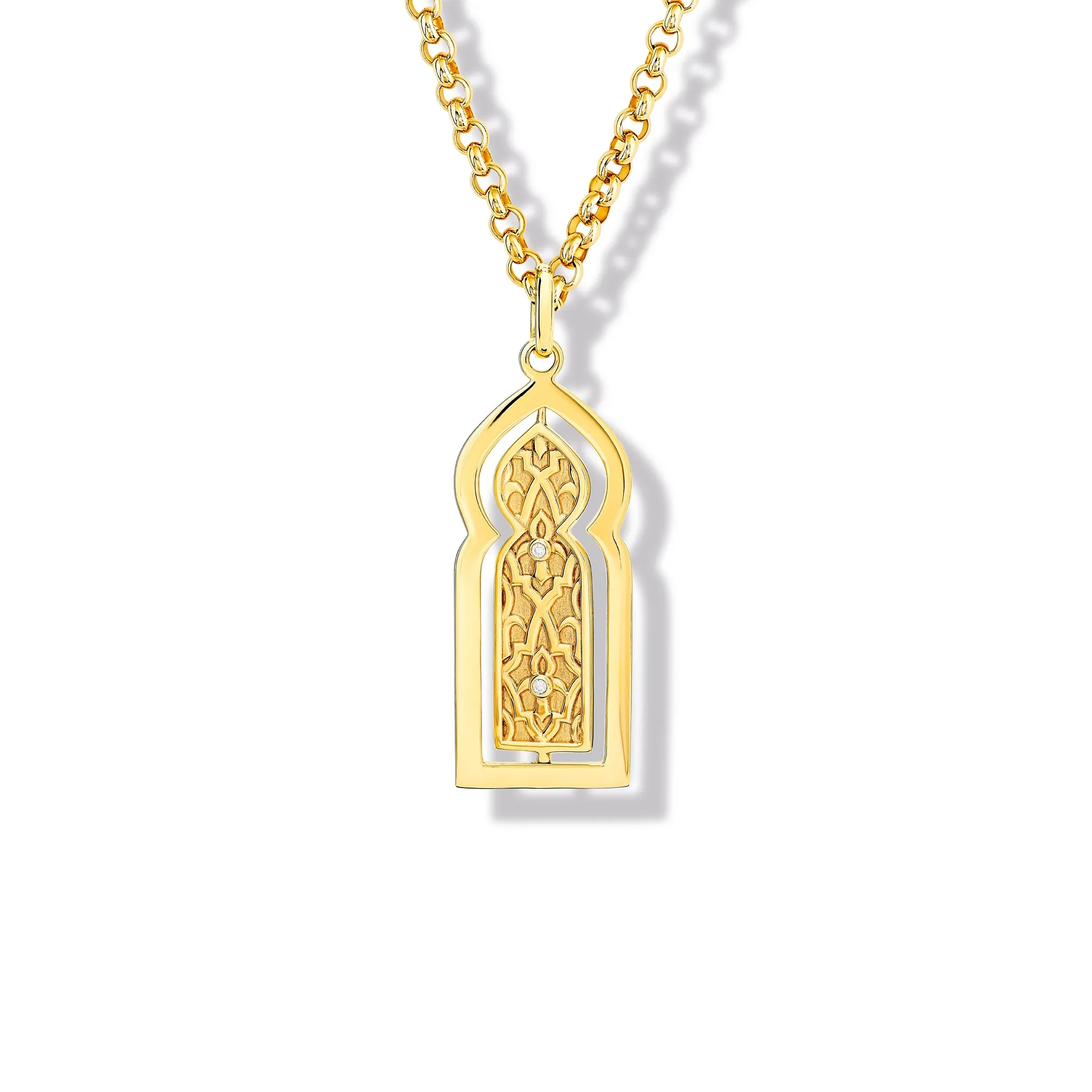 Porte Ouvrant Large Necklace Pendant Yellow Gold - Diamond