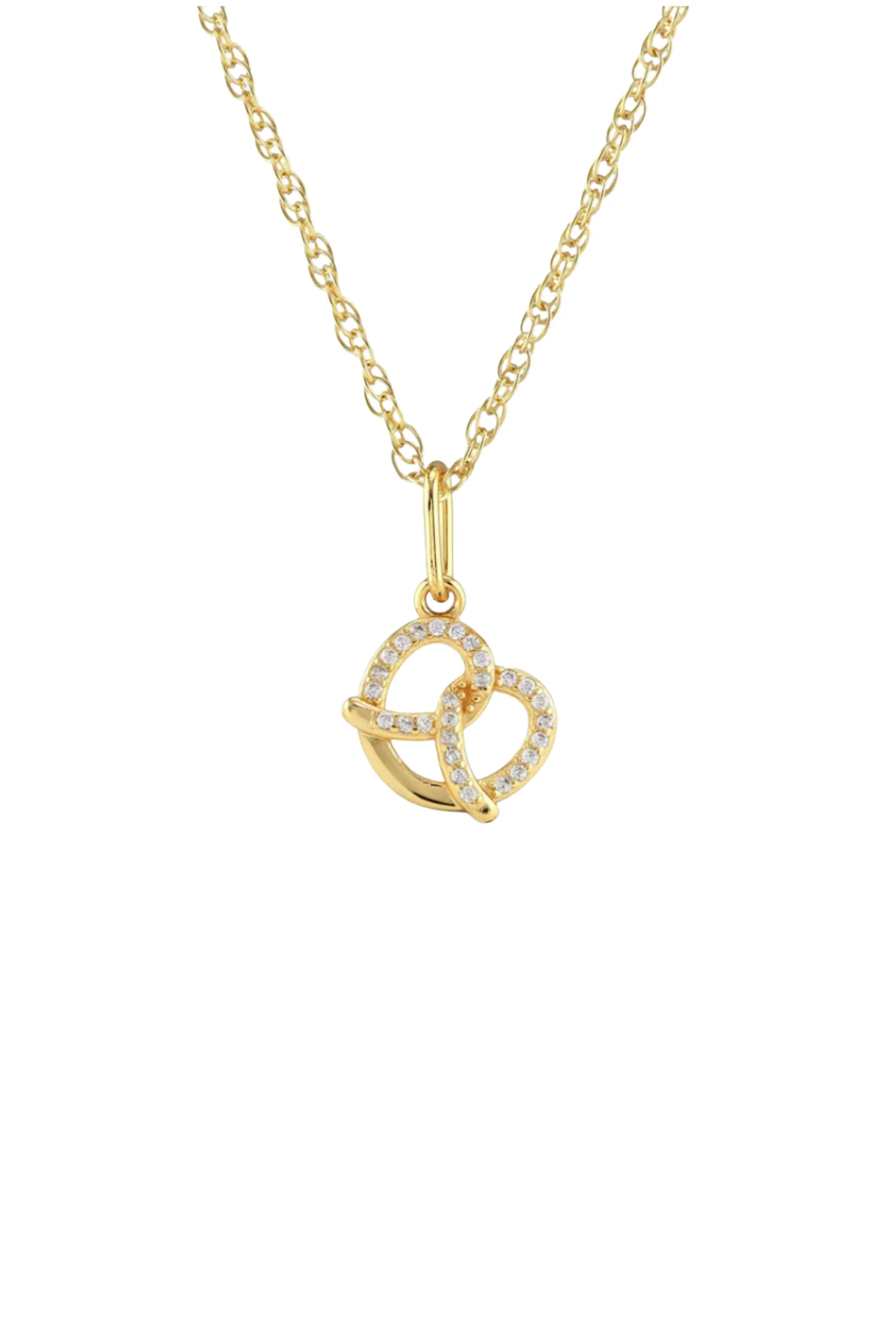 Pretzel Crystal Charm Necklace