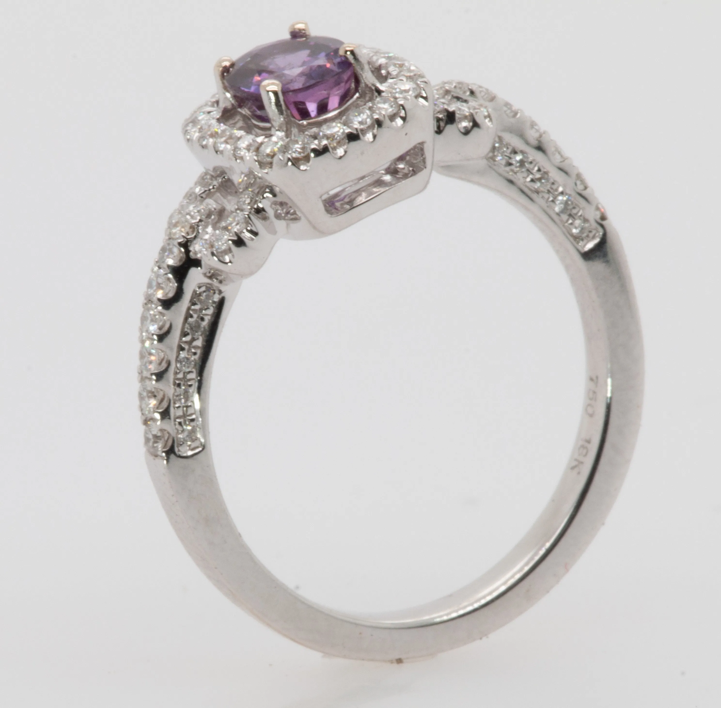 Purple Sapphire & Diamond 18KT Ring