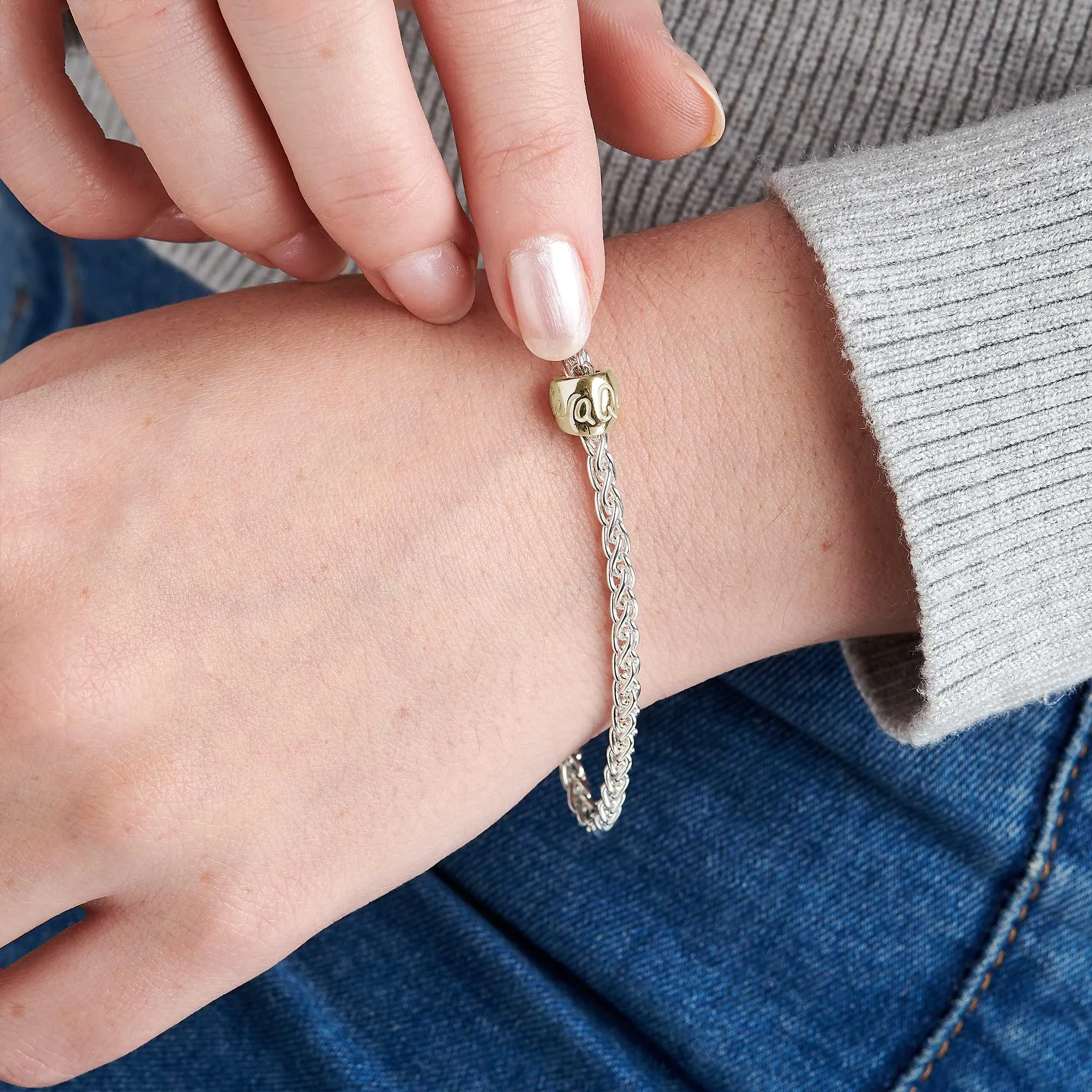 Que Sera Silver & Solid Gold Bracelet